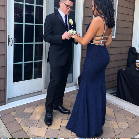 Navy Blue Jovani Prom Dress - Picture 3 of 6